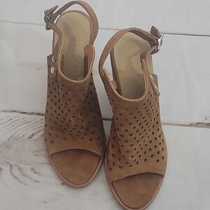 WOMENS Rag and Bone Wyatt Perforated Brown Strap Heeled Sandal Size 8.5